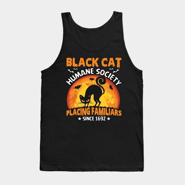 Black Cat Halloween Scary Spooky Retro Vintage Tank Top by Kribis